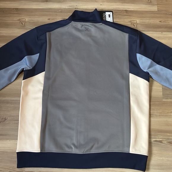 GSTQ Knit Track Jacket Midnight Colorblock Full Zip Blue gray Men’s M NEW - Picture 12 of 14